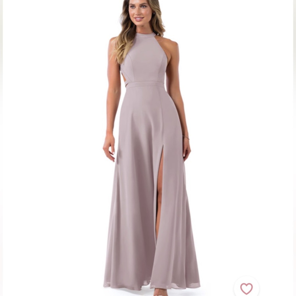 Sleeveless High-Neck Dusk Mauve Evening Gown Bridesmaid Dress